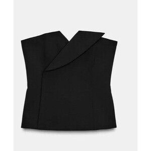 ZARA ZW Collection Limited Edition Black Strapless Bandeau Top NWT Large